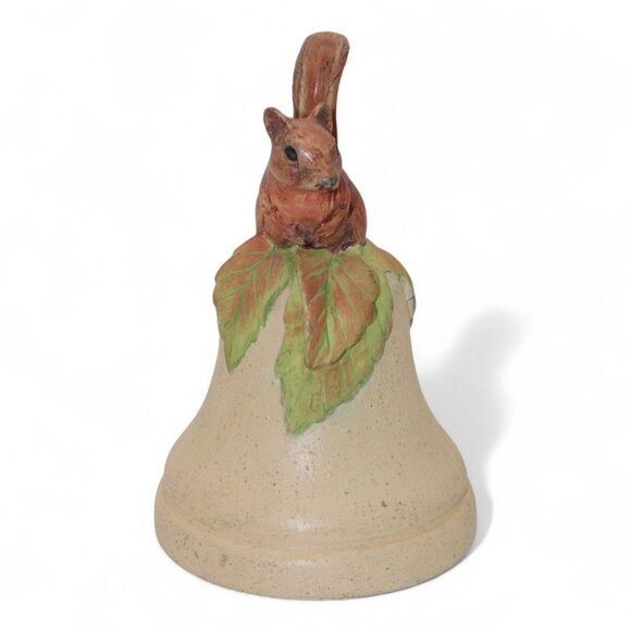 Vintage Hand-Painted Ceramic Squirrel Bell With Leaf Accent - Woodland Décor - Picture 2 of 5